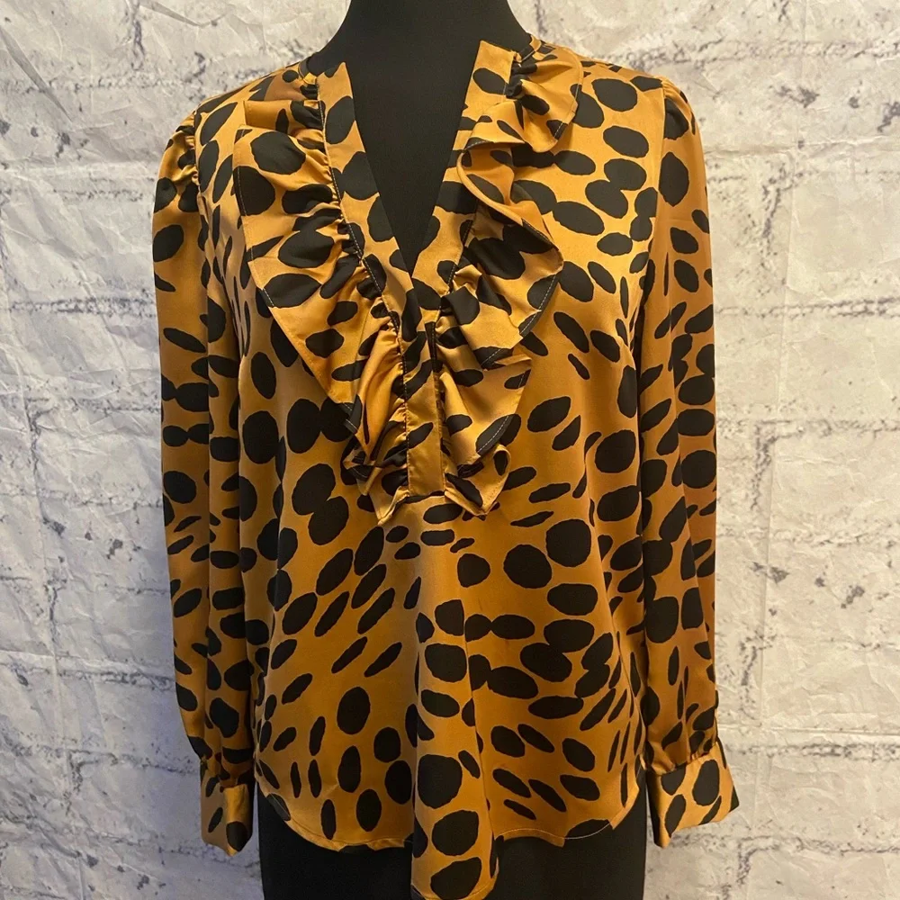J. Crew Animal Print Ruffle Blouse
